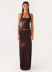 Brienne Beaded Maxi Skirt - Chocolate