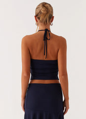 Paris Nights Halter Top - Navy