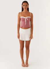 Palmer Ruffle Bustier Top - Red Gingham