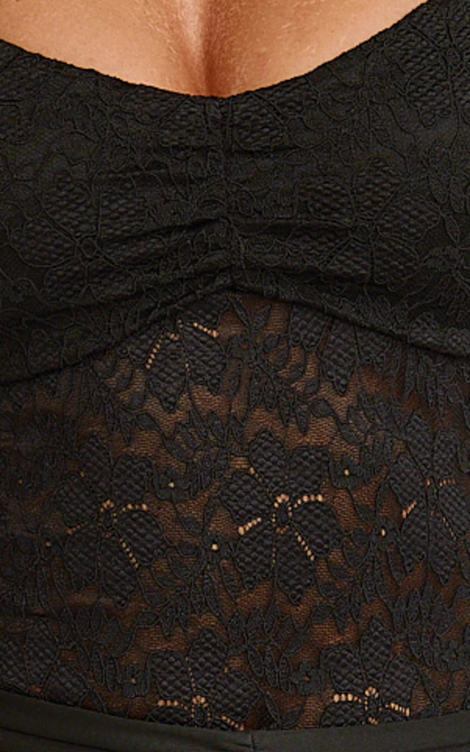 Melville Maxi Dress - Lace Bodice Draped Front Halter Dress in Black