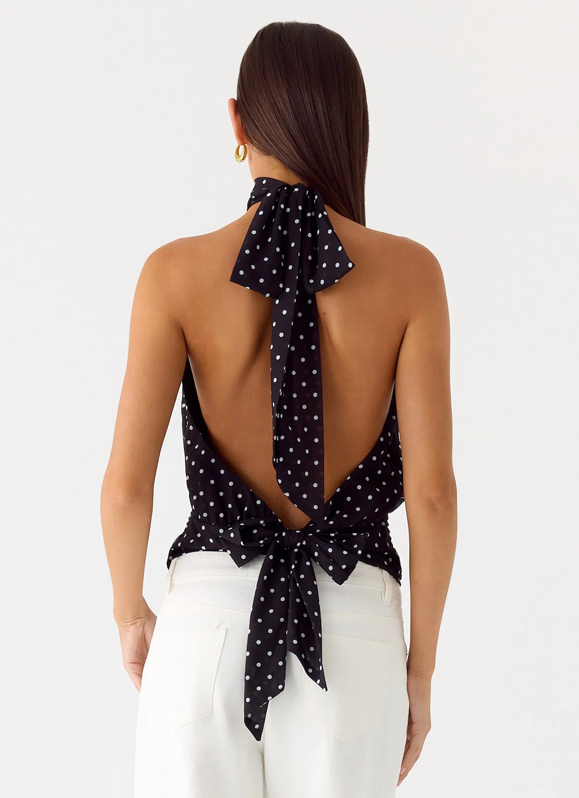 Willow Chiffon Top - Black Polkadot