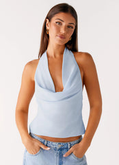 Charli Cowl Top - Blue